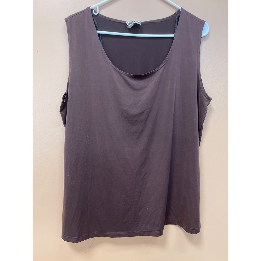 Double Take Brown Sleeveless Scoop Neck Tank Top Womens XL Layering Basic